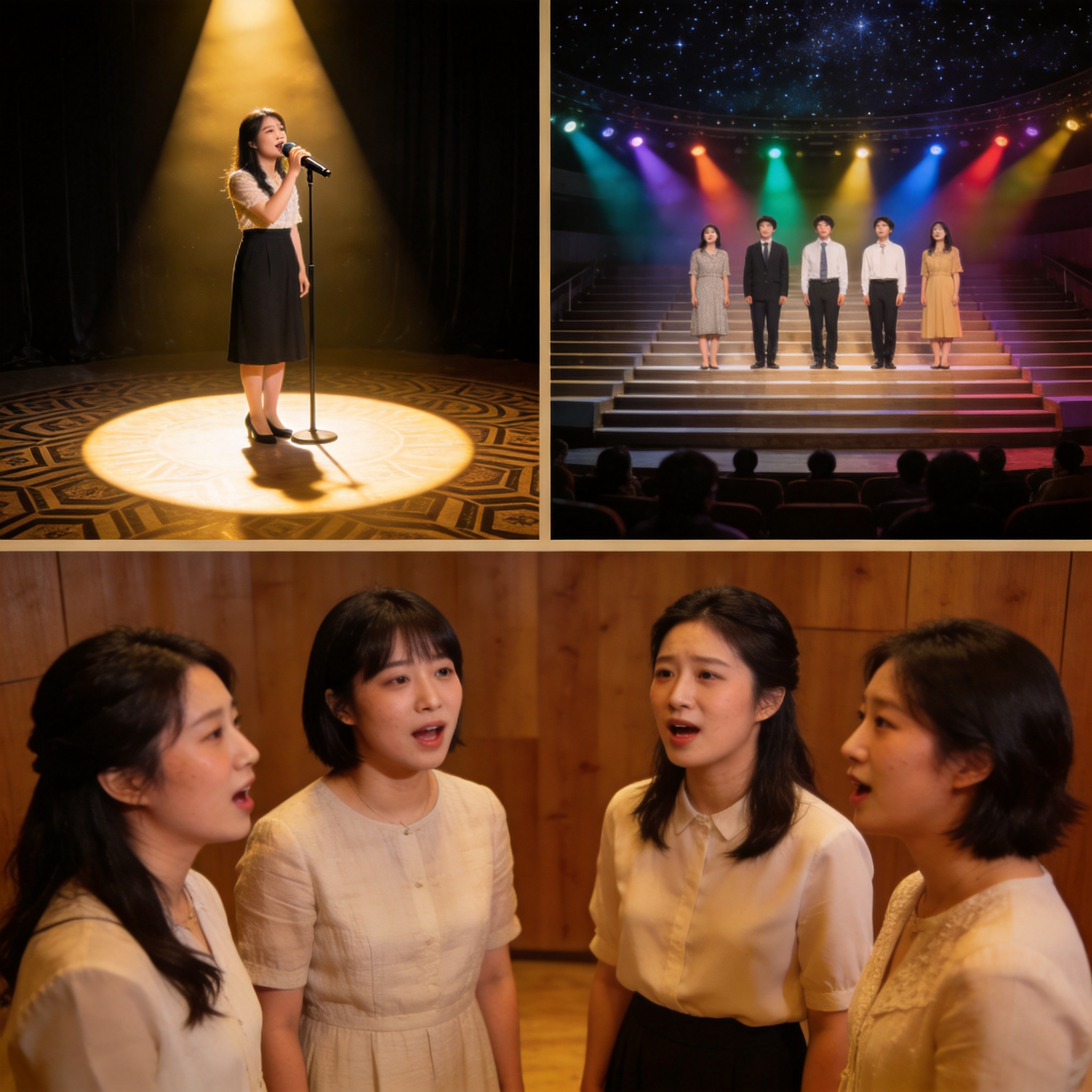 NG大舞台声乐专场，表演者在聚光灯下深情演唱